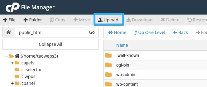 Hướng dẫn upload dữ liệu lên cPanel bằng File Manager 16 Click chọn vào Upload