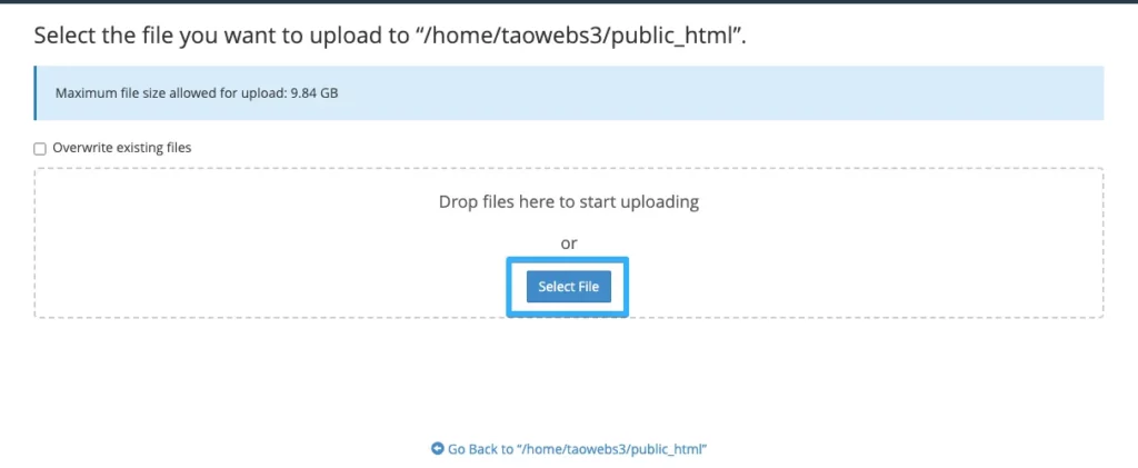 Hướng dẫn upload dữ liệu lên cPanel bằng File Manager 17 Chọn Select File