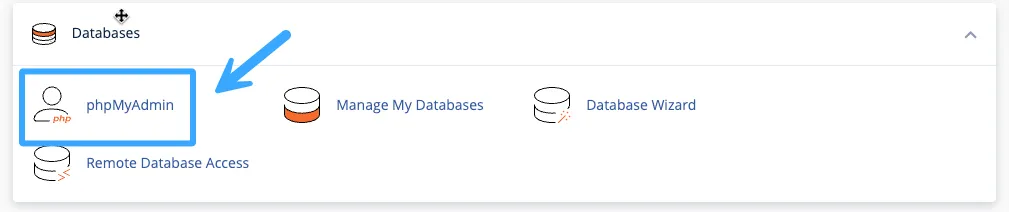 Hướng dẫn sử dụng cPanel với giao diện Jupiter 69 Chọn phpMyAdmin