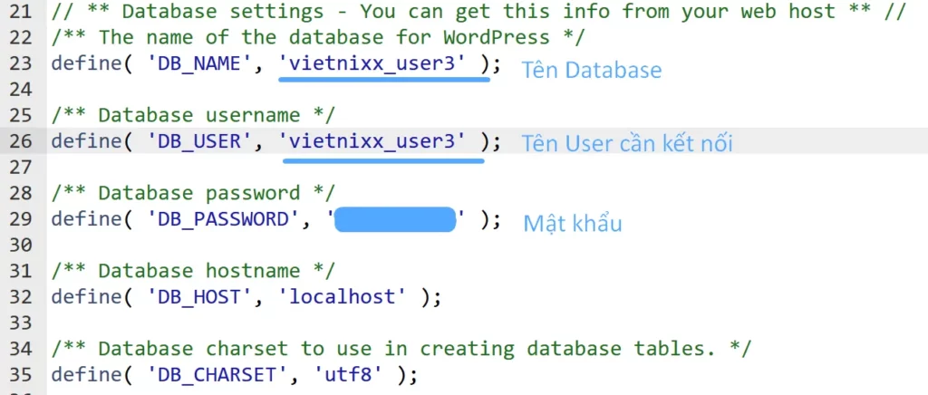 Hướng dẫn import database trên hosting cPanel đơn giản 28 Khai báo thông tin database