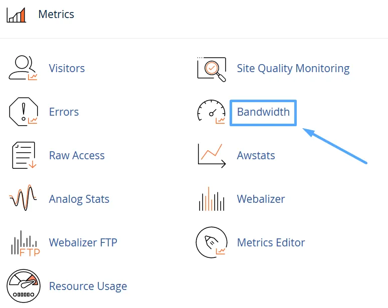 Hướng dẫn kiểm tra Disk Usage và Bandwidth trên cPanel chi tiết 17 Chọn Bandwidth