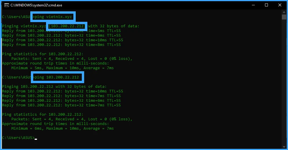 Hướng dẫn kiểm tra ping