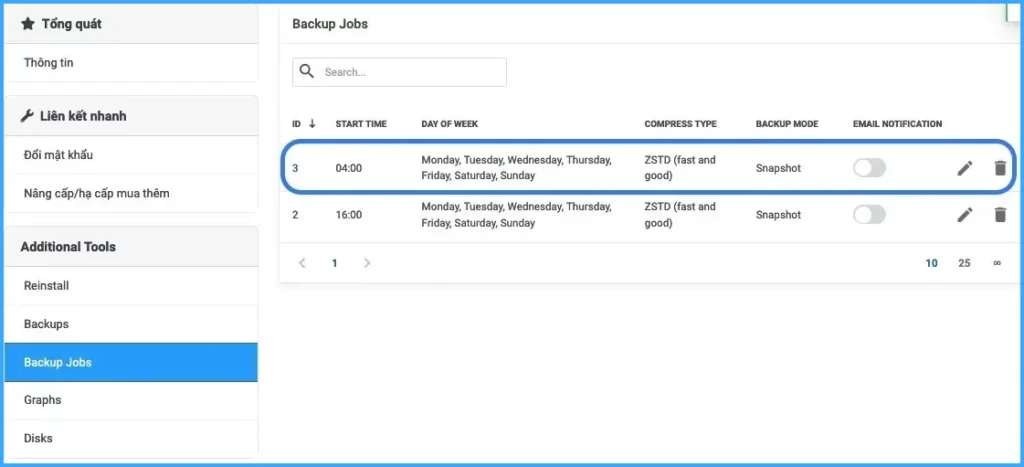 lập lịch tự động chạy backup cho VPS hằng ngày