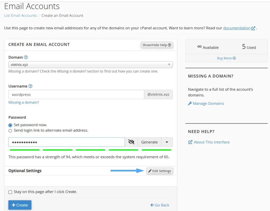 Nhập tài khoản mail và password