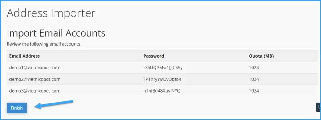 Nhấn Finish để hoàn tất