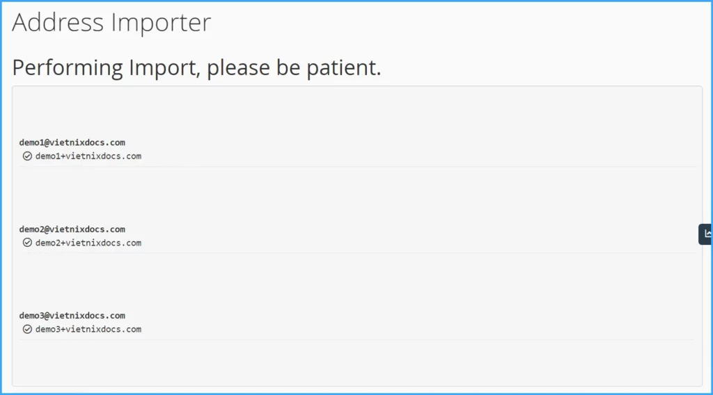 Kết quả tạo tài khoản email thành công
