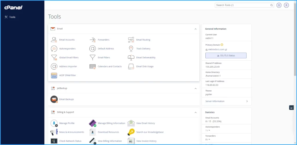 Đăng nhập vào cPanel