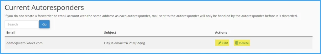 Bạn có thể chỉnh sửa và xóa trả lời tự động