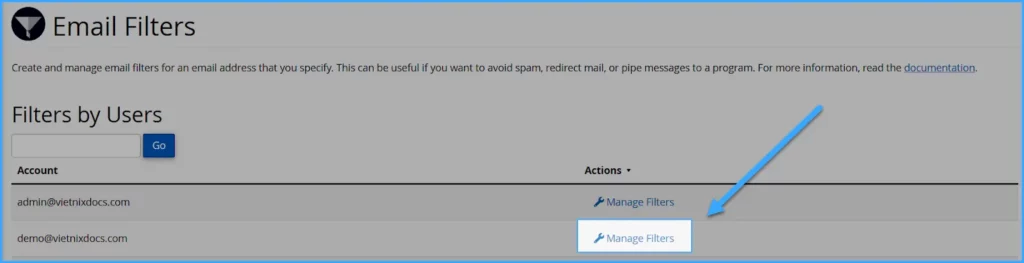 Chọn Manage Filters