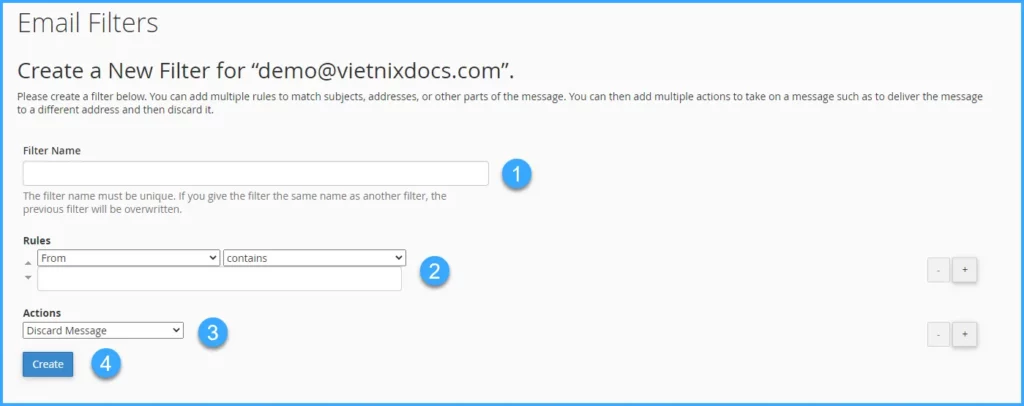 Thiết lập bộ lọc