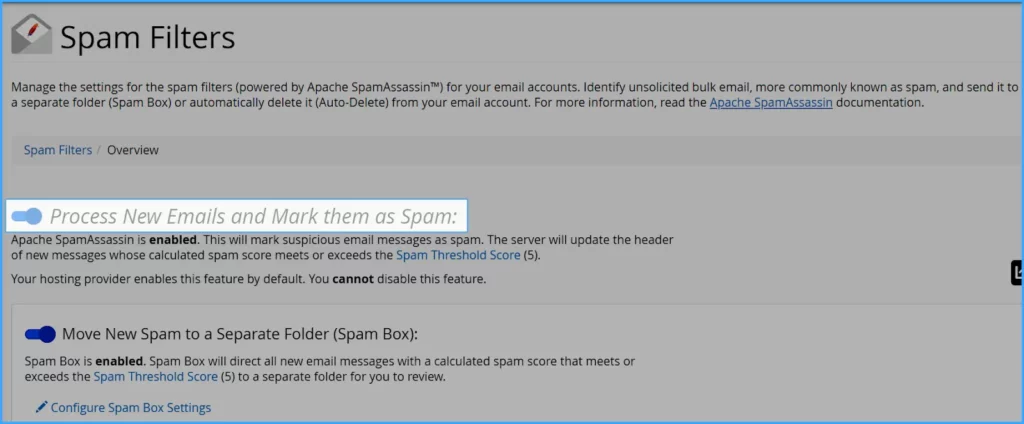 Mở Process New Emails and Mark them as Spam