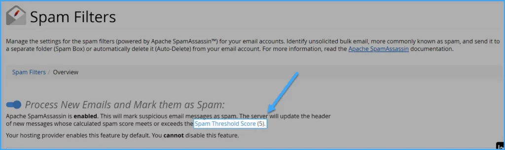 Nhấn Spam Threshold Score (5)