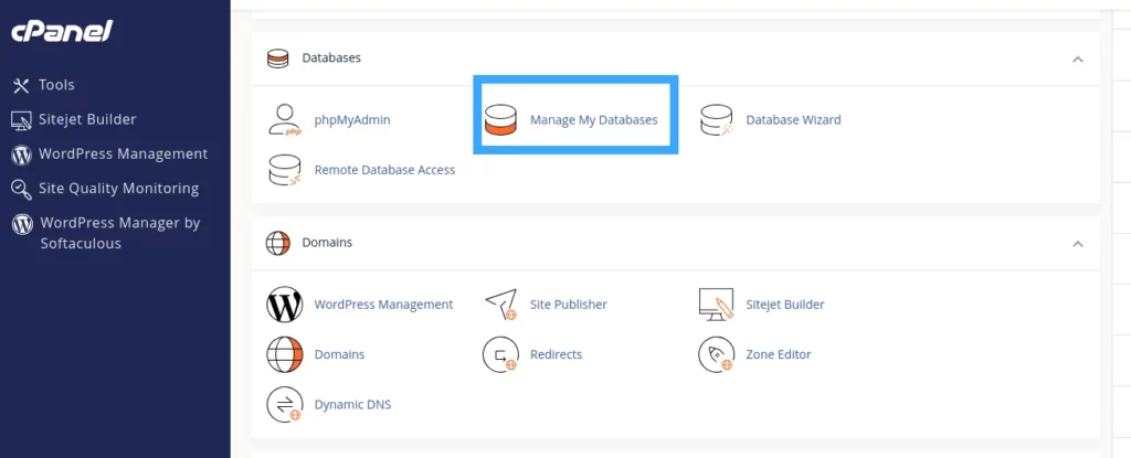 Hướng dẫn tạo Database trong cPanel nhanh chóng 14 Chọn Manage My Databases