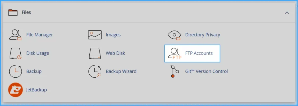 Hướng dẫn sử dụng cPanel với giao diện Jupiter 75 Chọn FTP Accounts