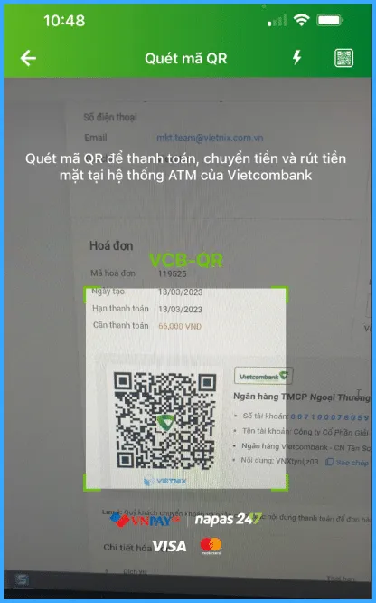 Quét mã QR trên hóa đơn