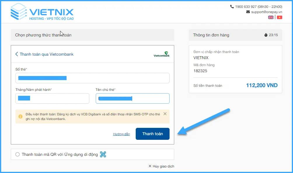 Điền đầy đủ thông tin