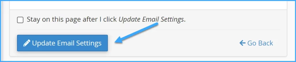 Nhấn Update Email Settings