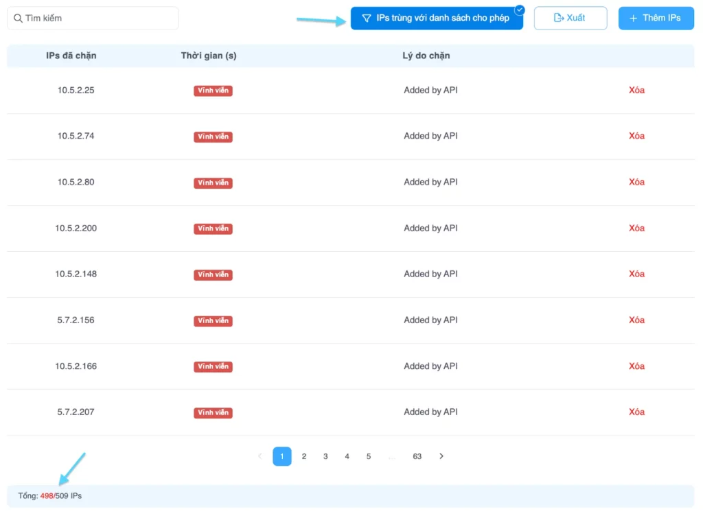 Kết quả sau khi lọc