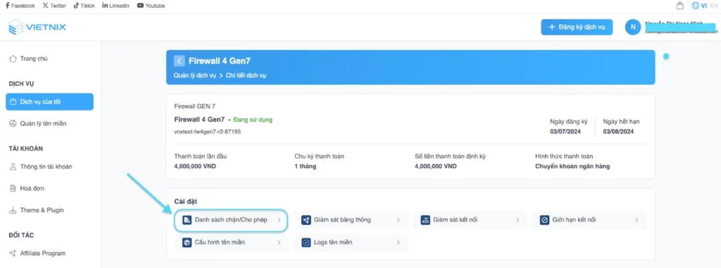 Chọn Danh sách chặn/Cho phép