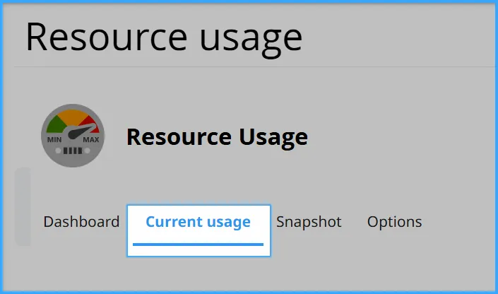 Chọn tab Current usage