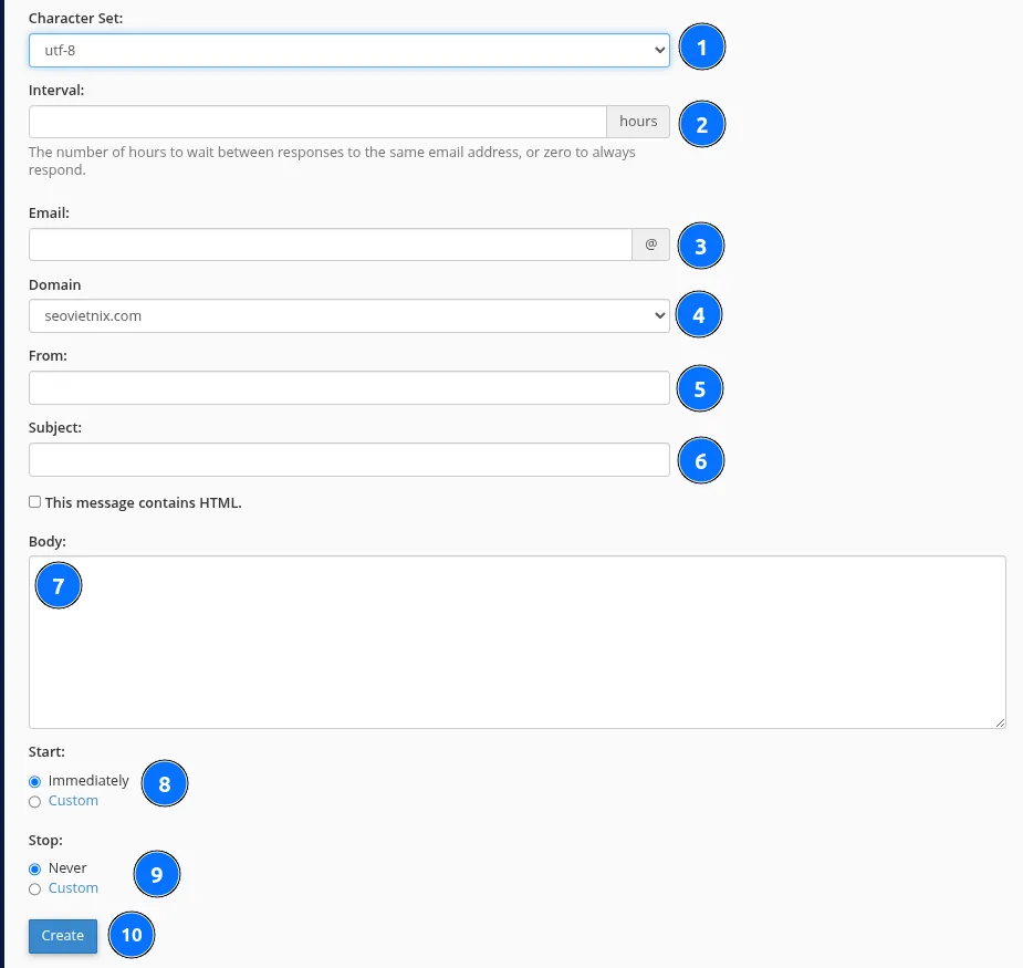 Thiết lập Autoresponders