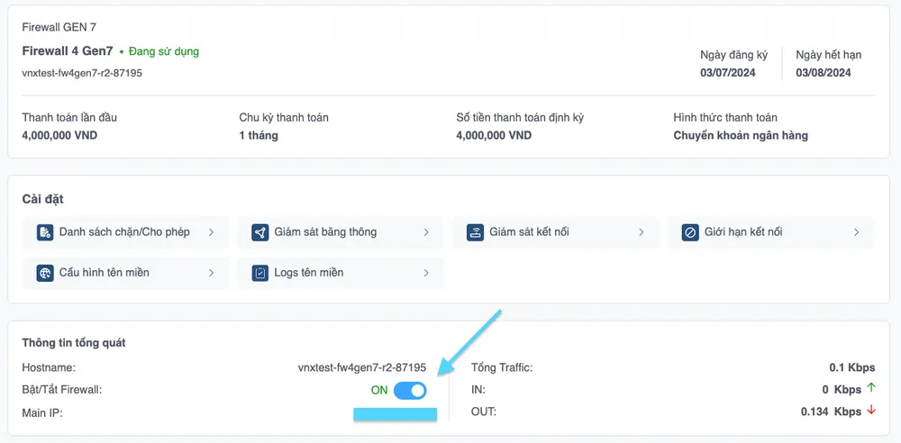 Bật/tắt Firewall khi không sử dụng