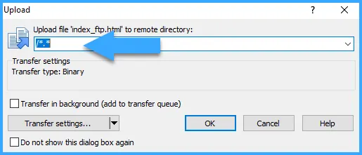 Chọn thư mục đích chứa file upload trên server