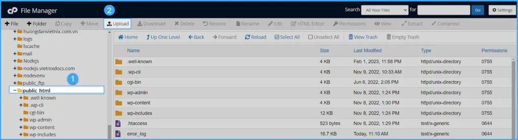 Hướng dẫn sử dụng cPanel với giao diện Jupiter 59 Truy cập thư mục public_html