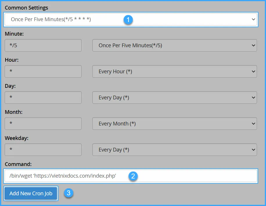 Hướng dẫn cách tạo Cron Jobs trên cPanel kèm ví dụ thực tế 27 Cấu hình truy cập index.php bằng wget mỗi 5 phút