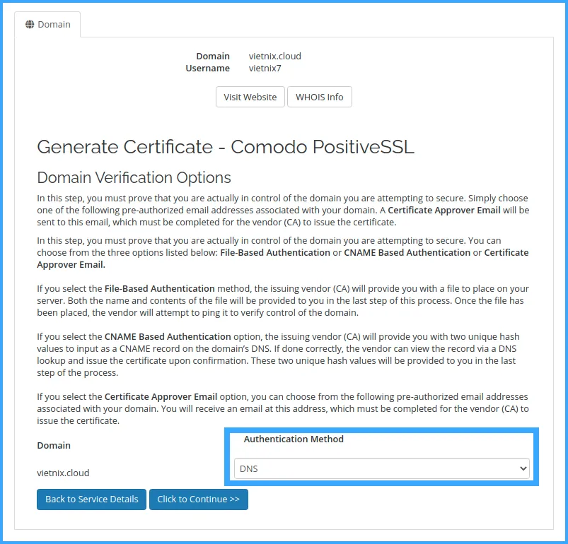 Xác thực bằng DNS