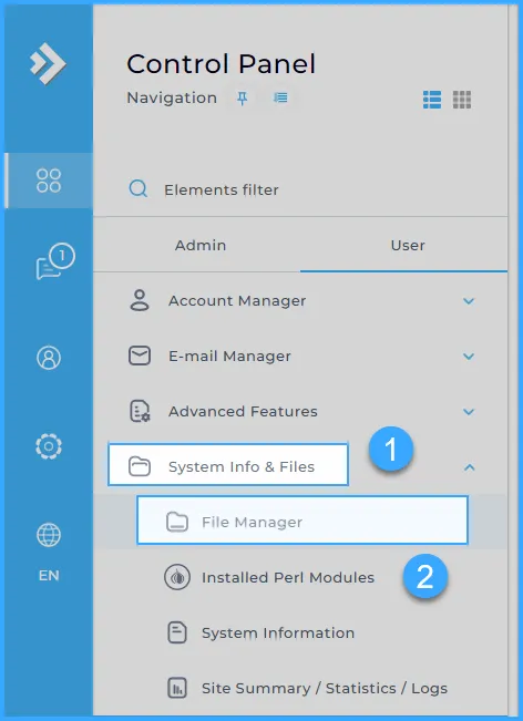 Truy cập vào File Manager