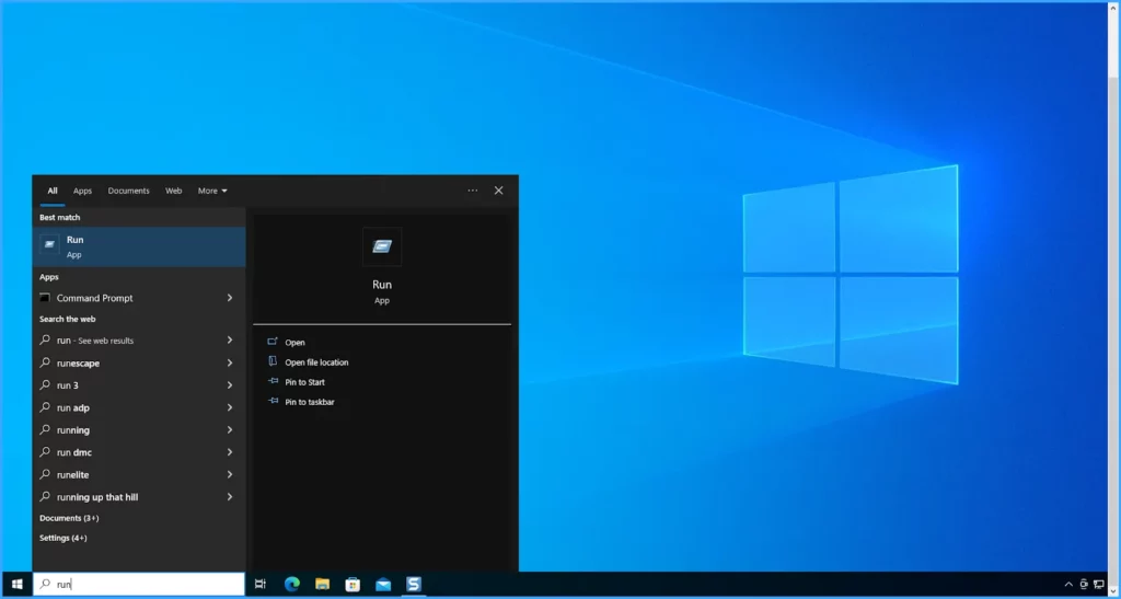 Mở hộp thoại Run
