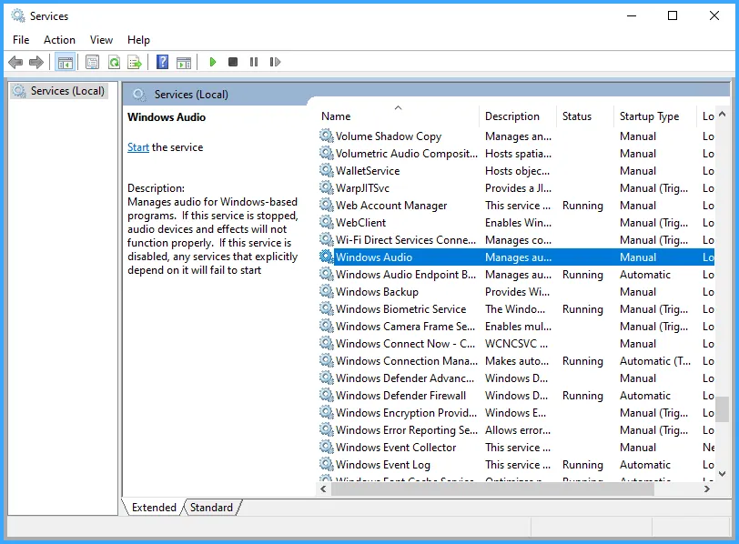 Chọn Windows Audio