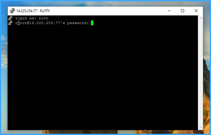 Nhập password vào và nhấn Enter