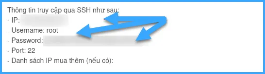 Thông tin đăng nhập VPS