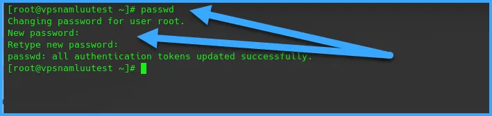 Nhập lệnh passwd