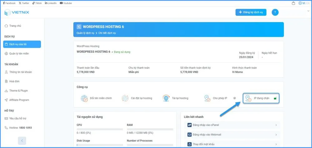Chọn IP đang chặn