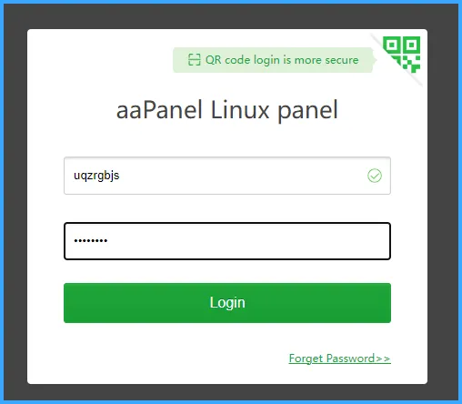 Đăng nhập vào aaPanel