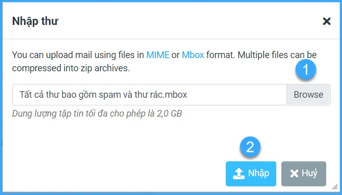 Tải tệp lên và nhấn Nhập