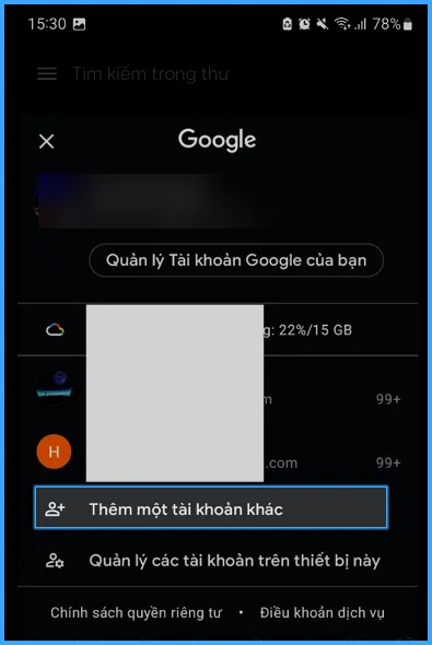 Chọn Thêm một tài khoản khác