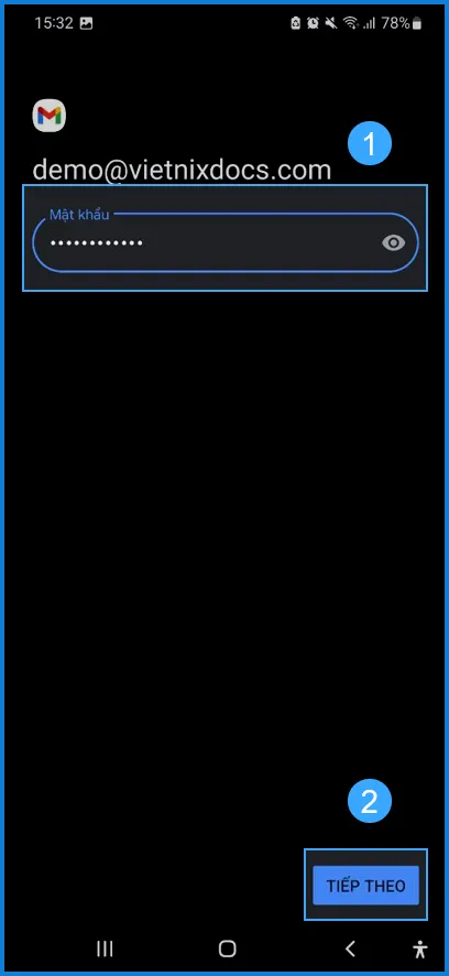 Nhập mật khẩu email