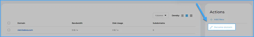 chọn Rename Domain.