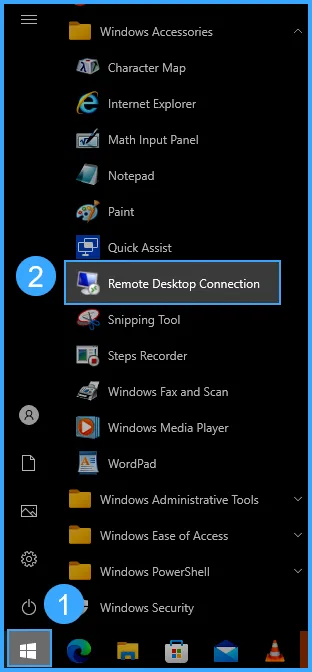 Mở Remote Desktop Connection