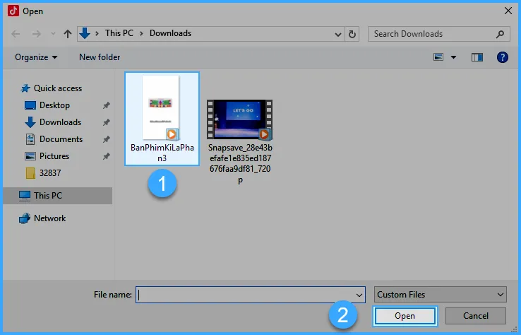Chọn video cần thêm
