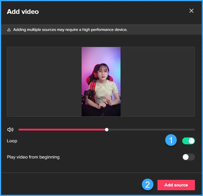 Thêm video vào khung livestream