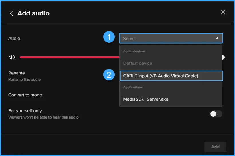 Chọn CABLE Input (VB-Audio Virtual Cable)