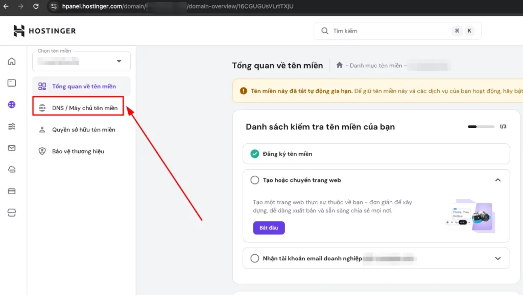 Chọn DNS / Máy chủ tên miền
