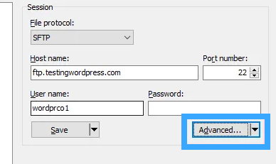 Chọn mục Advanced