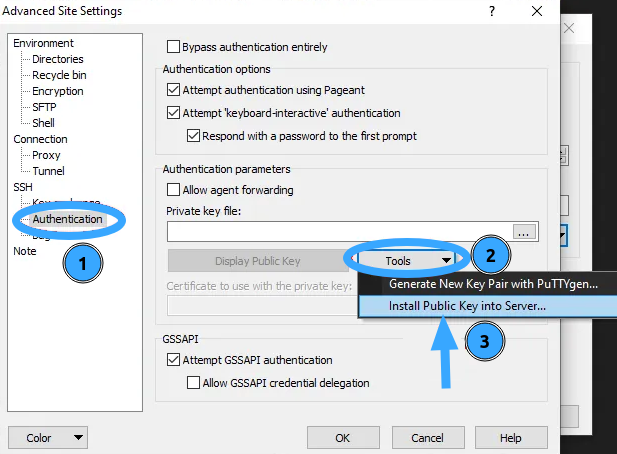 Chọn mục Authentication