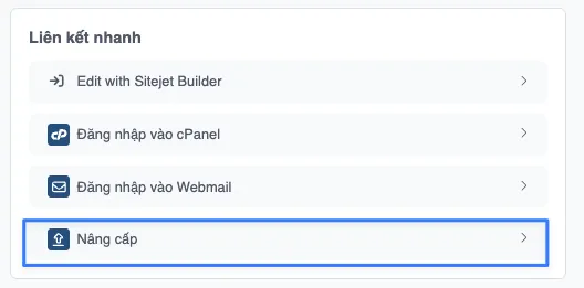 Chọn Nâng cấp ở phần Liên kết nhanh